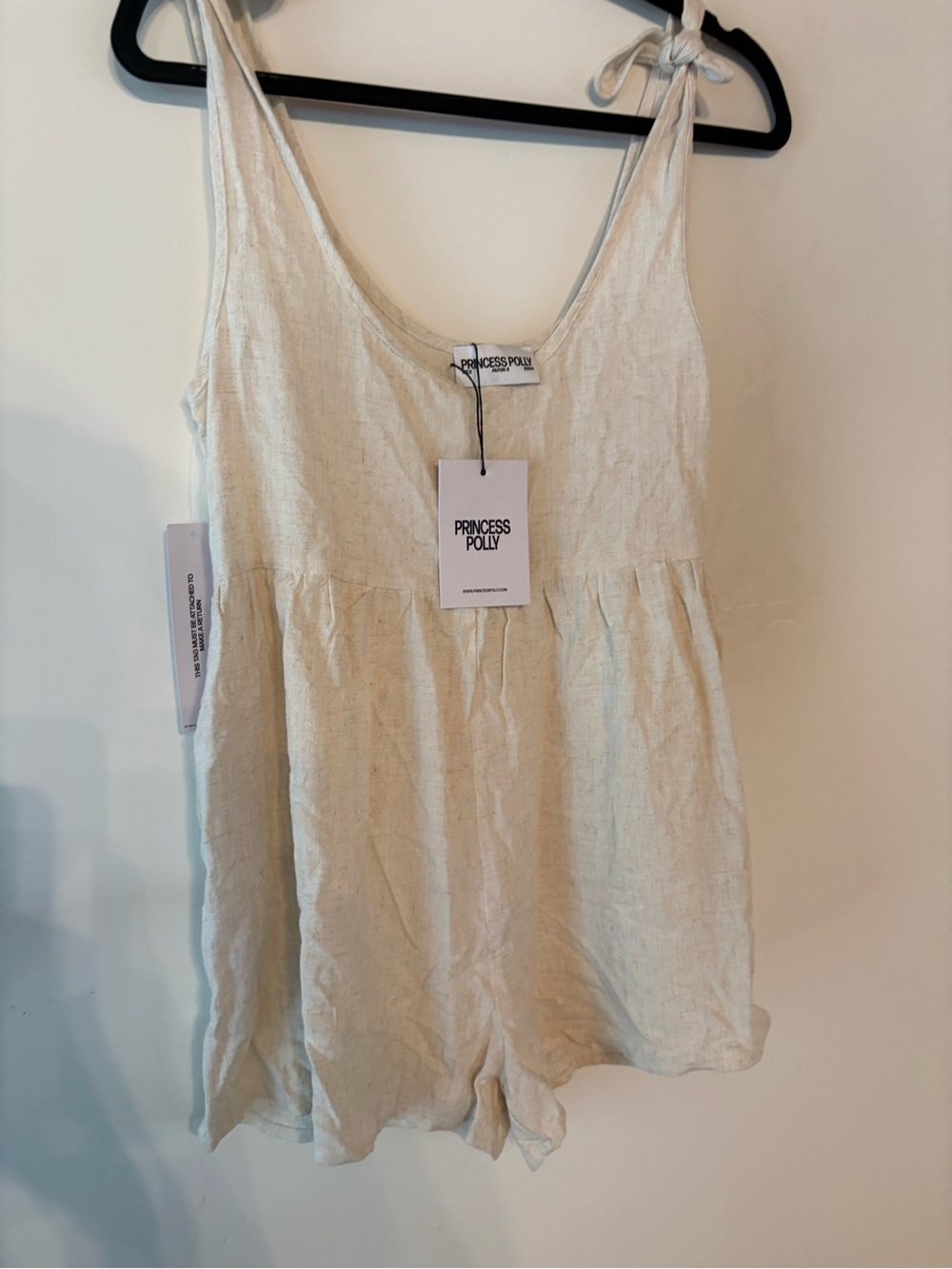 Princess Polly Tay Romper Beige Size 2 NWT Linen Blend